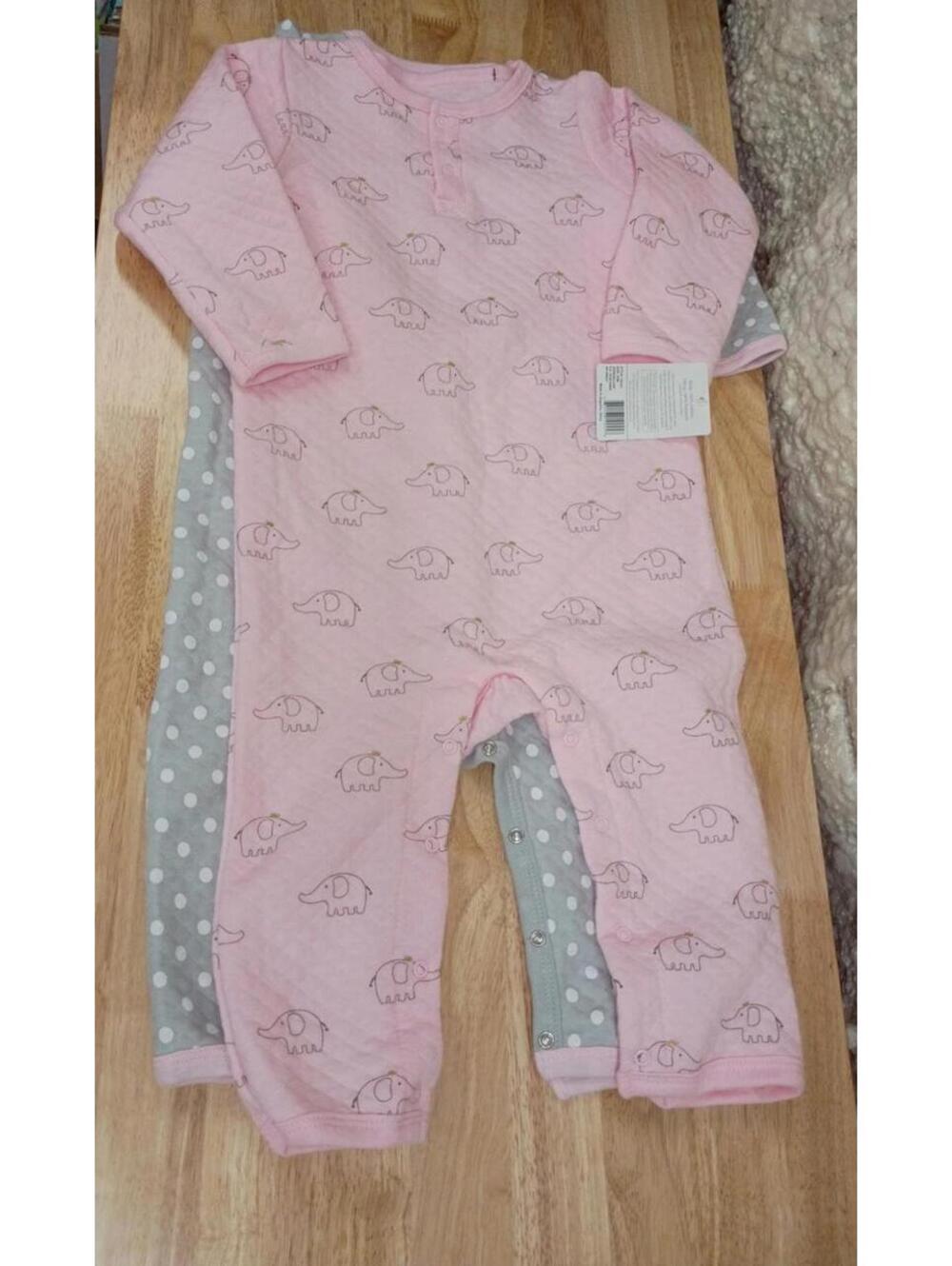 Hudson Baby Unisex Baby Premium Quilted Coveralls Pink Gray Elephant 18-24M